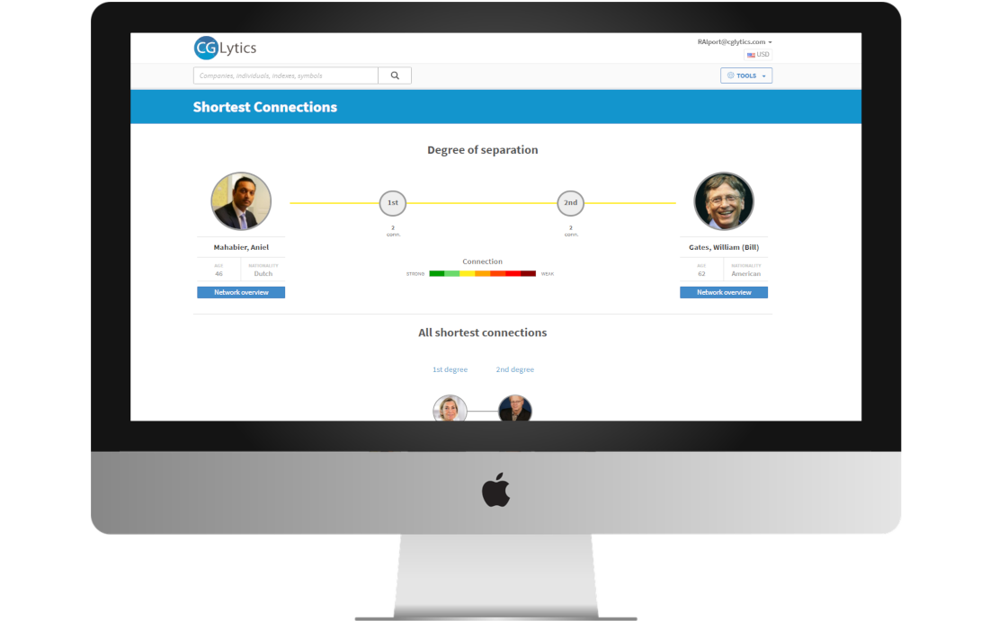 Screenshot of the Business Relationship Mapping tool